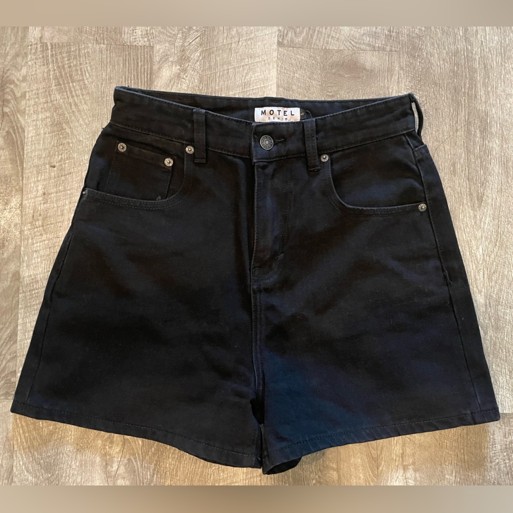 Motel Rocks Black Denim Mom Short